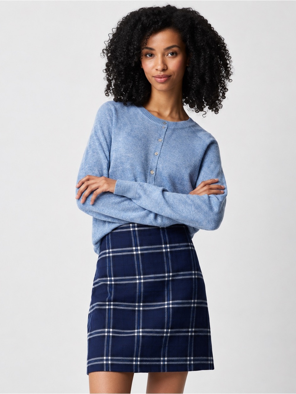 NEW JCrew Size 14 Navy Plaid Wool Mini Skirt Preppy Academia